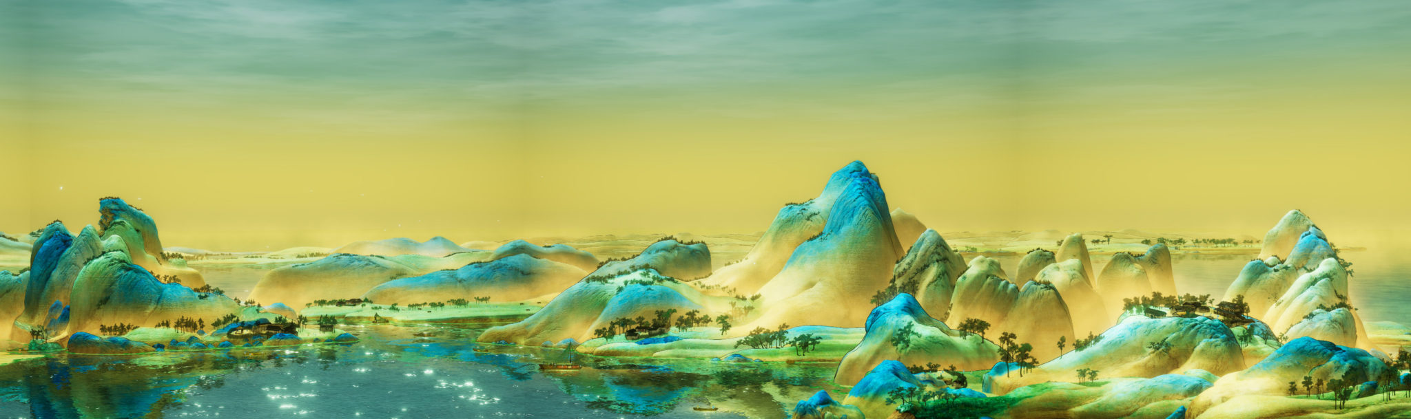Versão animada de “Um Panorama dos Rios e das Montanhas” na Exposição do Museu do Palácio　　