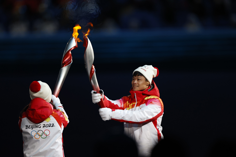 Os porta-estandartes de Portugal na Cerimônia de Abertura dos Jogos  Olímpicos de Inverno Beijing 2022